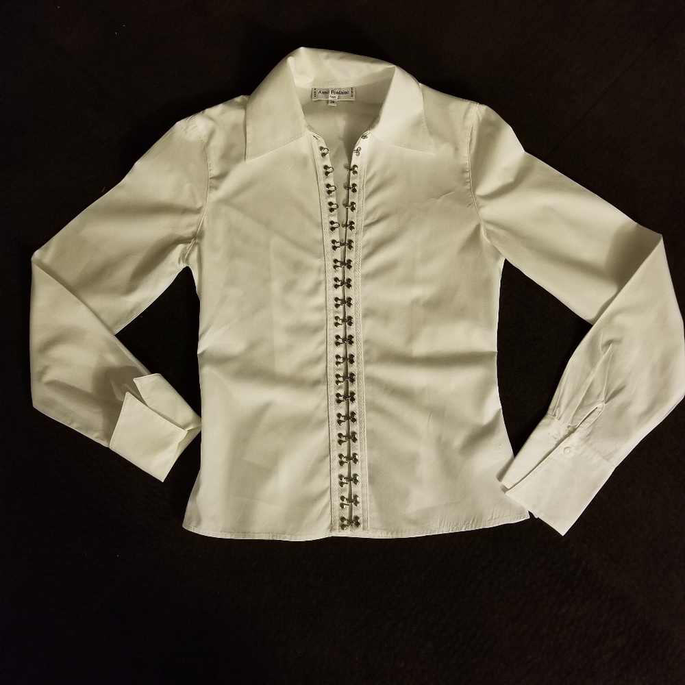 Anne Fontaine White Blouse with Black Accents